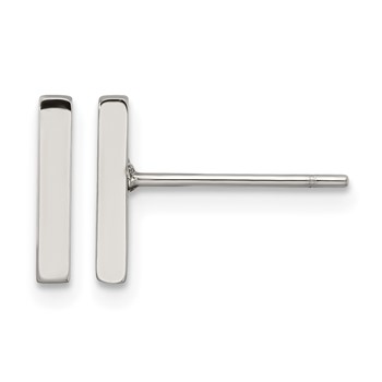 Chisel Stainless Steel Polished Bar Post Earrings