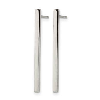 Chisel Stainless Steel Polished Bar Post Earrings — alternate view