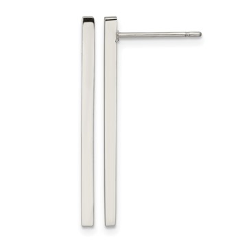 Chisel Stainless Steel Polished Bar Post Earrings