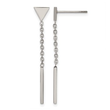 Chisel Stainless Steel Polished Dangle Bar Triangle Post Earrings
