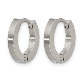 Chisel Stainless Steel Brushed and Polished 2mm Hinged Hoop Earrings — alternate view