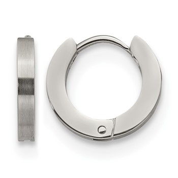 Chisel Stainless Steel Brushed and Polished 2mm Hinged Hoop Earrings