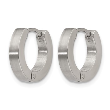 Chisel Stainless Steel Brushed and Polished 3mm Hinged Hoop Earrings — alternate view