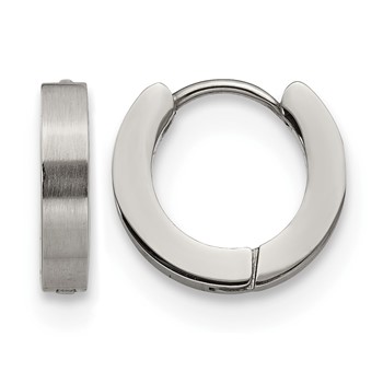Chisel Stainless Steel Brushed and Polished 3mm Hinged Hoop Earrings