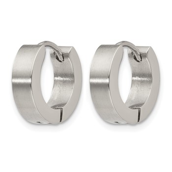Chisel Stainless Steel Brushed and Polished 4mm Hinged Hoop Earrings — alternate view