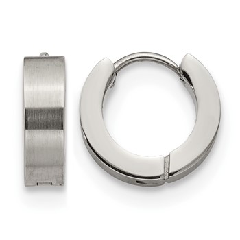 Chisel Stainless Steel Brushed and Polished 4mm Hinged Hoop Earrings