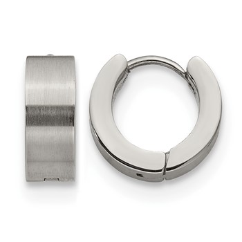 Chisel Stainless Steel Brushed and Polished 5mn Hinged Hoop Earrings