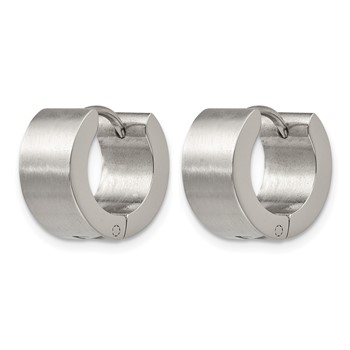Chisel Stainless Steel Brushed and Polished 7mm Hinged Hoop Earrings — alternate view