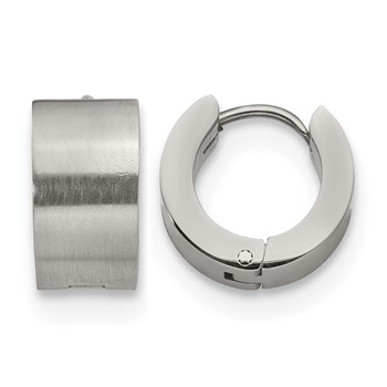 Chisel Stainless Steel Brushed and Polished 7mm Hinged Hoop Earrings