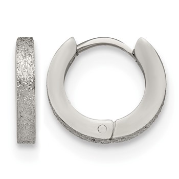 Chisel Stainless Steel Polished and Sandblasted 2mm Hinged Hoop Earrings