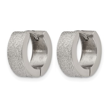 Chisel Stainless Steel Polished and Sandblasted 5mm Hinged Hoop Earrings — alternate view