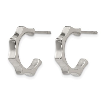 Chisel Stainless Steel Polished Studded Post Hoop Earrings — alternate view