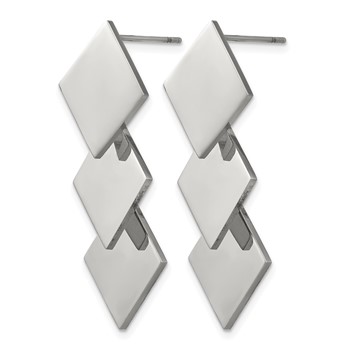 Chisel Stainless Steel Polished Squares Post Dangle Earrings — alternate view
