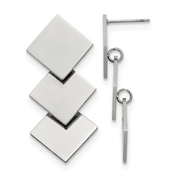 Chisel Stainless Steel Polished Squares Post Dangle Earrings