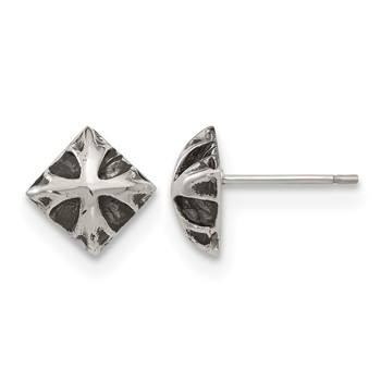 Stainless Steel Antiqued and Polished Post Earrings
