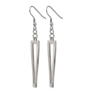 Chisel Stainless Steel Polished Twisted Rectangle Dangle Shepherd Hook Earrings — alternate view