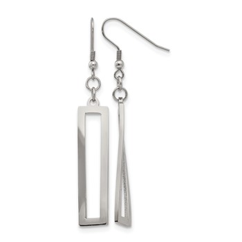 Chisel Stainless Steel Polished Twisted Rectangle Dangle Shepherd Hook Earrings