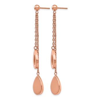 Stainless Steel Polished Rose IP-plated Post Dangle Earrings — alternate view