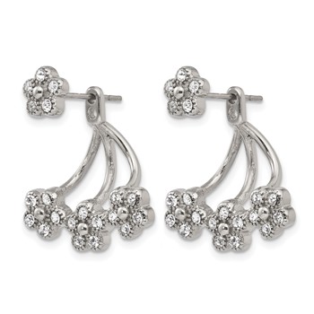 Stainless Steel Polished w/Preciosa Crystal Post w/Jacket Earrings — alternate view