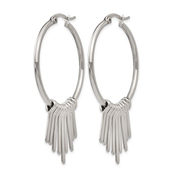 Chisel Stainless Steel Polished with Bar Dangles Hoop Earrings — alternate view