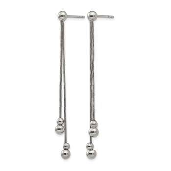 Stainless Steel Polished Beaded Snake Chain Post Dangle Earrings — alternate view