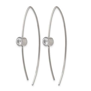 Chisel Stainless Steel Polished CZ Threader Earrings — alternate view
