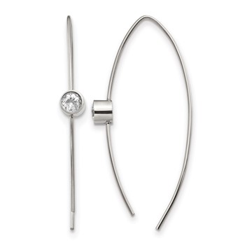 Chisel Stainless Steel Polished CZ Threader Earrings