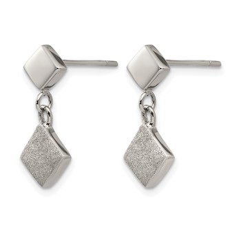 Chisel Stainless Steel Polished Laser-cut Post Dangle Earrings — alternate view