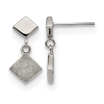 Chisel Stainless Steel Polished Laser-cut Post Dangle Earrings