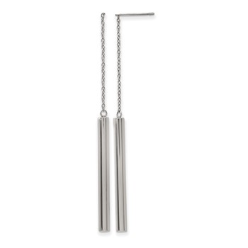 Stainless Steel Polished Bar Post Dangle Earrings