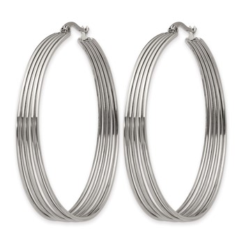Chisel Stainless Steel Polished Wire Hoop Earrings — alternate view