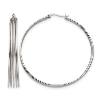 Chisel Stainless Steel Polished Wire Hoop Earrings