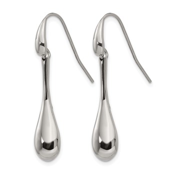 Stainless Steel Polished Dangle Shepherd Hook Earrings — alternate view