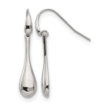 Stainless Steel Polished Dangle Shepherd Hook Earrings