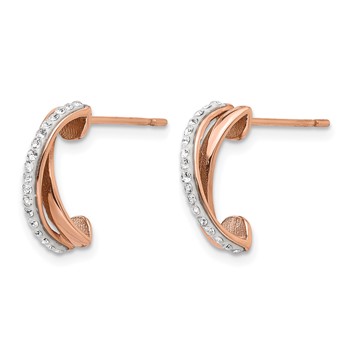 Chisel Stainless Steel Polished Rose IP-plated with Preciosa Crystal Post Earrings — alternate view