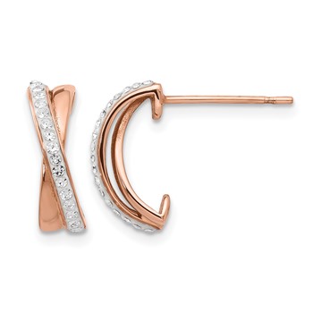 Chisel Stainless Steel Polished Rose IP-plated with Preciosa Crystal Post Earrings