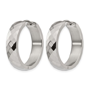 Chisel Stainless Steel Polished and Textured 6mm Hinged Hoop Earrings — alternate view