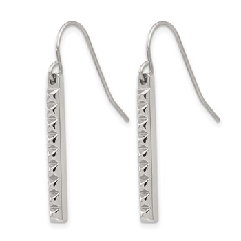 Stainless Steel Polished Studded Bar Shepherds Hook Earrings — alternate view
