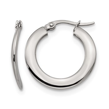 Chisel Stainless Steel Polished Curved Hoop Earrings
