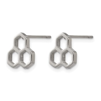 Chisel Stainless Steel Polished Honeycomb Post Earrings — alternate view