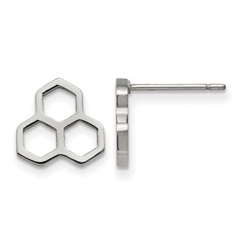 Chisel Stainless Steel Polished Honeycomb Post Earrings