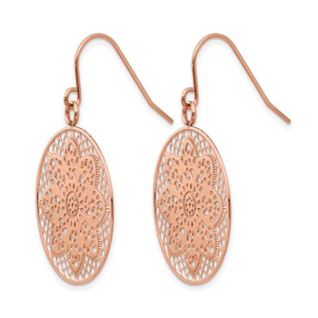 Chisel Stainless Steel Polished Cut-out Flower Dangle Shepherd Hook Earrings — alternate view