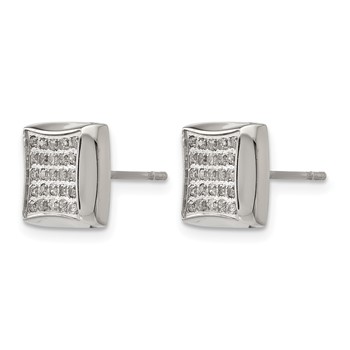 Chisel Stainless Steel Polished with 1/4 Carat Diamond Square Post Earrings — alternate view