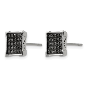 Chisel Stainless Steel Polished with 1/4 Carat Black Diamond Square Post Earrings — alternate view