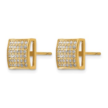 Chisel Stainless Steel Polished Yellow IP-plated with 3/8 Carat Diamond Square Post Earrings — alternate view