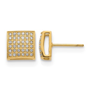 Chisel Stainless Steel Polished Yellow IP-plated with 3/8 Carat Diamond Square Post Earrings
