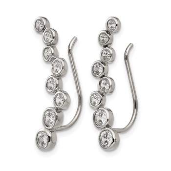 Chisel Stainless Steel Polished with CZ Ear Climbers — alternate view