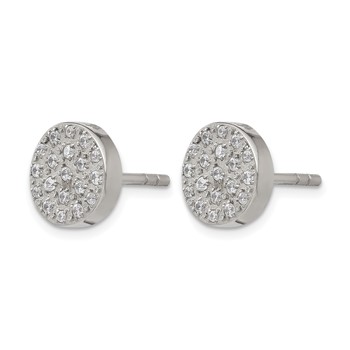 Chisel Stainless Steel Polished with CZ Post Earrings — alternate view