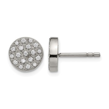Chisel Stainless Steel Polished with CZ Post Earrings