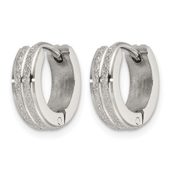 Chisel Stainless Steel Polished Laser cut 4mm Hinged Hoop Earrings — alternate view